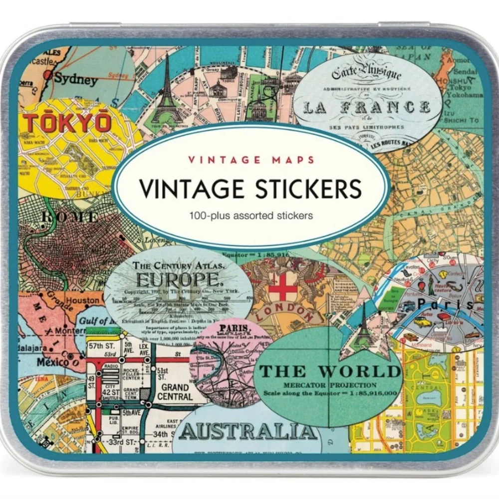 Vintage Maps - Cavallini & Co. Vintage Stickers NEW IN BOX